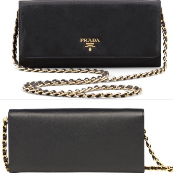Prada Saffiano Wallet on Chain + Box, Card - Picture 1 of 13